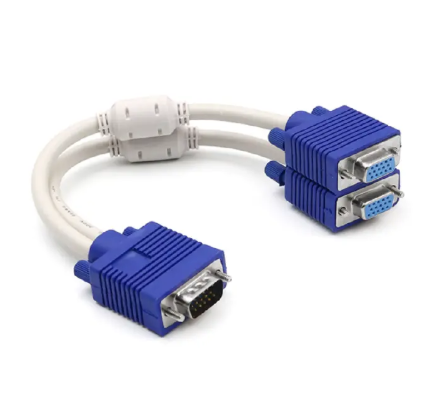 VGA 2-Way Splitter Cable 0.3M | 1 PC to 2 Monitors | Duplicate Display | For Desktop & Laptop