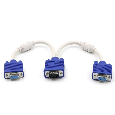 VGA 2-Way Splitter Cable 0.3M | 1 PC to 2 Monitors | Duplicate Display | For Desktop & Laptop