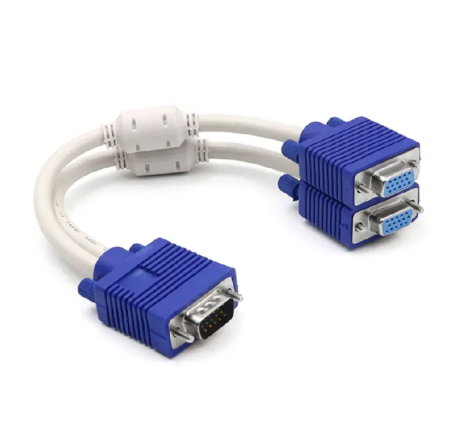 VGA 2-Way Splitter Cable 0.3M | 1 PC to 2 Monitors | Duplicate Display | For Desktop & Laptop