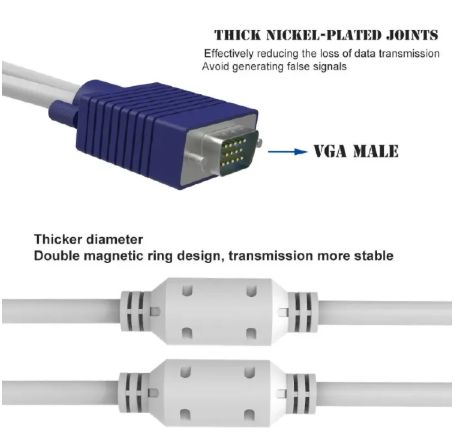 VGA 2-Way Splitter Cable 0.3M | 1 PC to 2 Monitors | Duplicate Display | For Desktop & Laptop