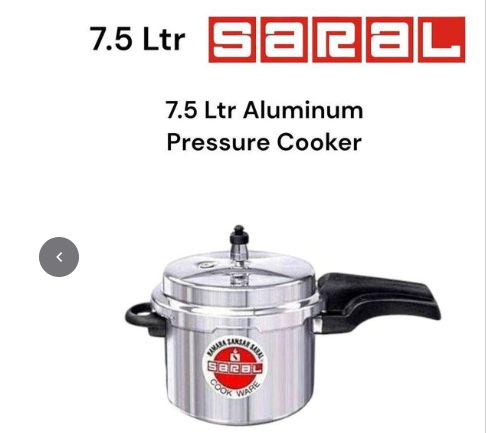SIGNATURE SARAL 3L,5L,7.5L&12L Aluminum pressure cooker with glass lid Heavy Duty, Fast Cooking, Excellent Quality, Safe for Home Kitchen Use