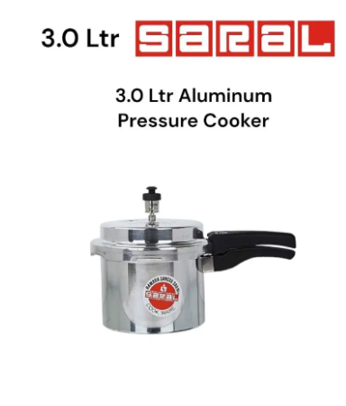 SIGNATURE SARAL 3L,5L,7.5L&12L Aluminum pressure cooker with glass lid Heavy Duty, Fast Cooking, Excellent Quality, Safe for Home Kitchen Use