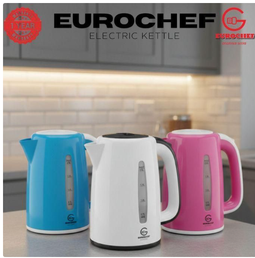 Eurochef 2.3ltrs Stainless Steel Electric Kettle, Automatic Hot Water Boiler or Heater Jug Auto Shut