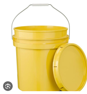 2pcs of 20ltrs Each  Yellow Multipurpose Plastic Storage Bucket Bucket With Lid