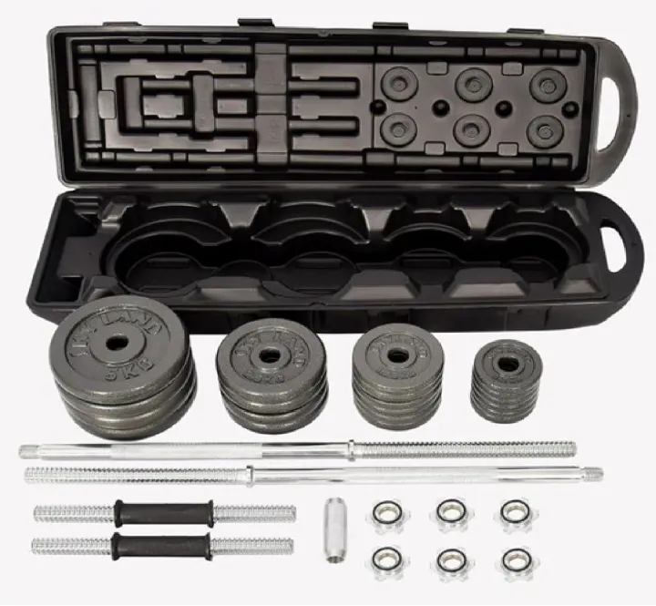 50KG Barbell & Dumbbell Set + Adjustable Weight Bench – Full Body Home Gym Workout