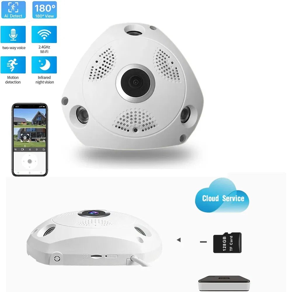 VR CAM 360° Panoramic Camera - White, WiFi, HD, Electronic PTZ