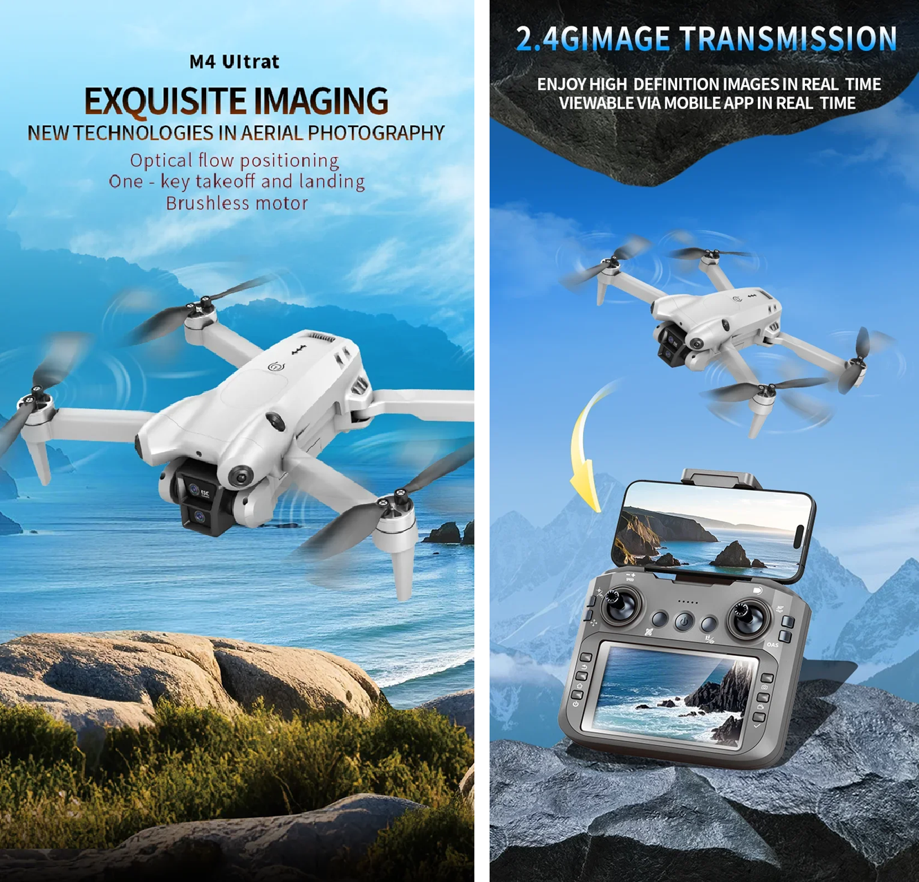 S101 Drone 8K HD Professinal Dual Camera 5G WiFi 120° Wide-angle ESC UAV with Screen Obstacle Avoidance Quadcopter