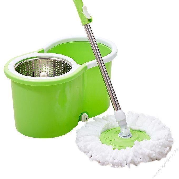 Spin Mop and Bucket with Wringer Set, 360° Spinning Mop Bucket System with 3 Microfiber Mop Replacement Heads, Adjustable Handle for Floor Cleaning