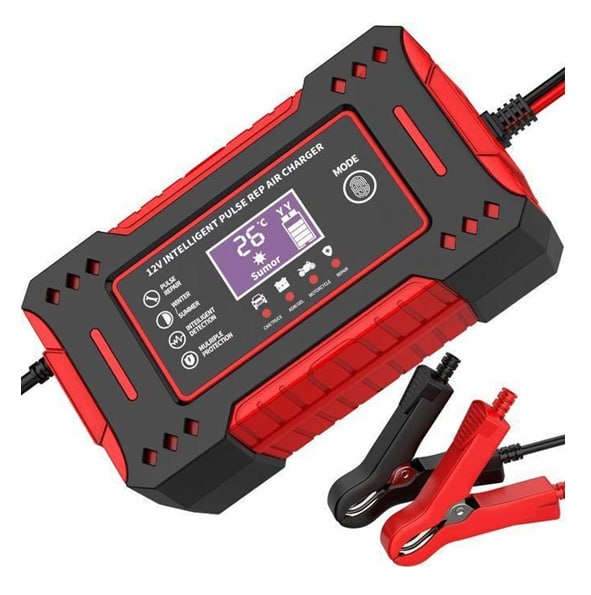 6A 12V Intelligent Car Battery Charger Pulse Repair LCD Display Motorcycle Battery Charging Lead-Acid Battery Repair Charger