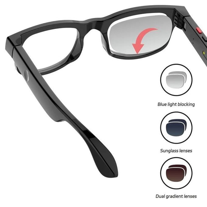 AI Smart Glasses for Men & Women with Camera, 8MP 2K HD Camera Glasses, AI Voice Control and Translation, for Driving,Outdoor, +3 Lenses.