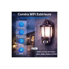 2-in-1 WiFi Surveillance Camera and LED Light - Rotating Wall Light - Waterproof & Night Vision - Outdoor Camera
