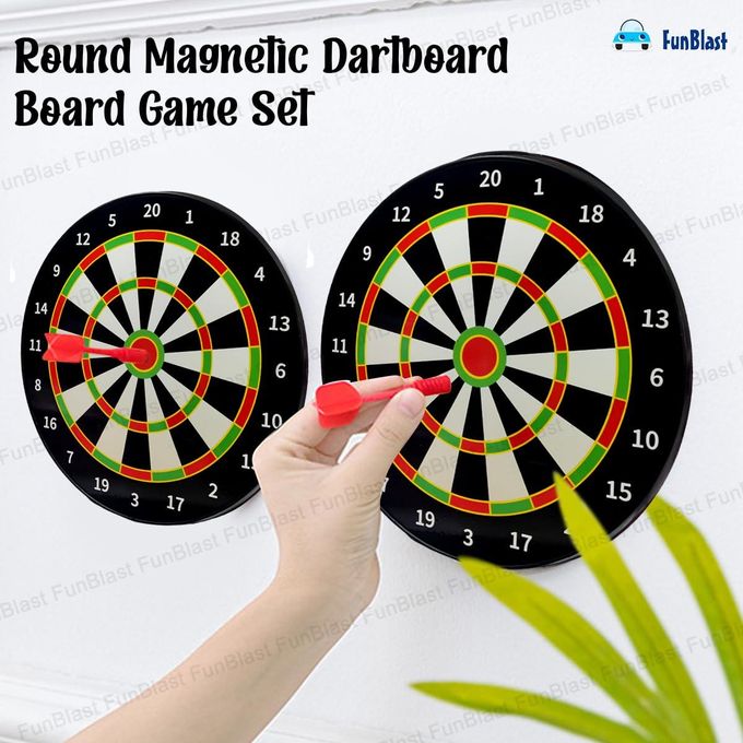FunBlast Magnetic Dartboard Board Game Set With Darts, Round Magnet Dart Board Game For Kids And Adults, Target Shooting Game, Indoor And Outdoor Magnetic Score Dartboard Kit Multicolor