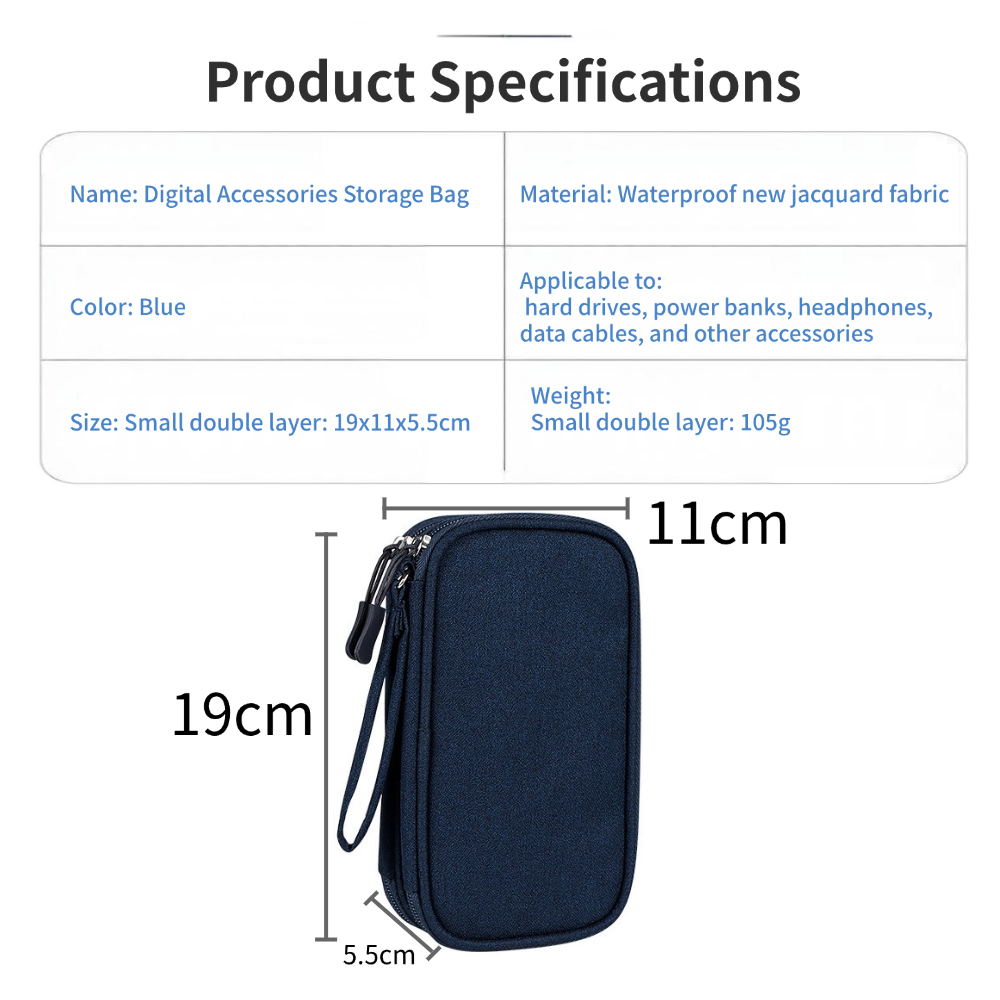 Electronic Organizer, Travel Cable Organizer Bag Pouch Electronic Accessories Carry Case Portable Waterproof Double Layers All-in-One Storage Bag for Cable, Cord, Charger, Phone