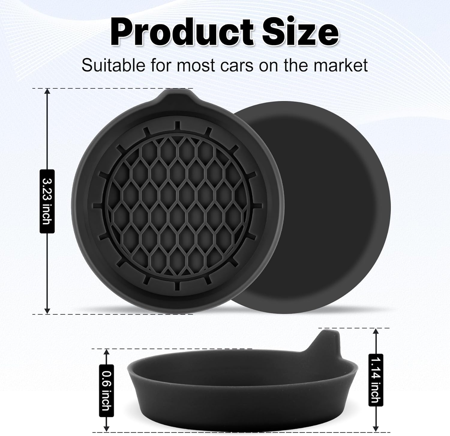 Car Cup Holder Coaster, Silicone Cup Holder Insert, Universal Non-Slip Cup Holders, Car Accessories Interior for Women and Man Interior Sets 4 Pack Black