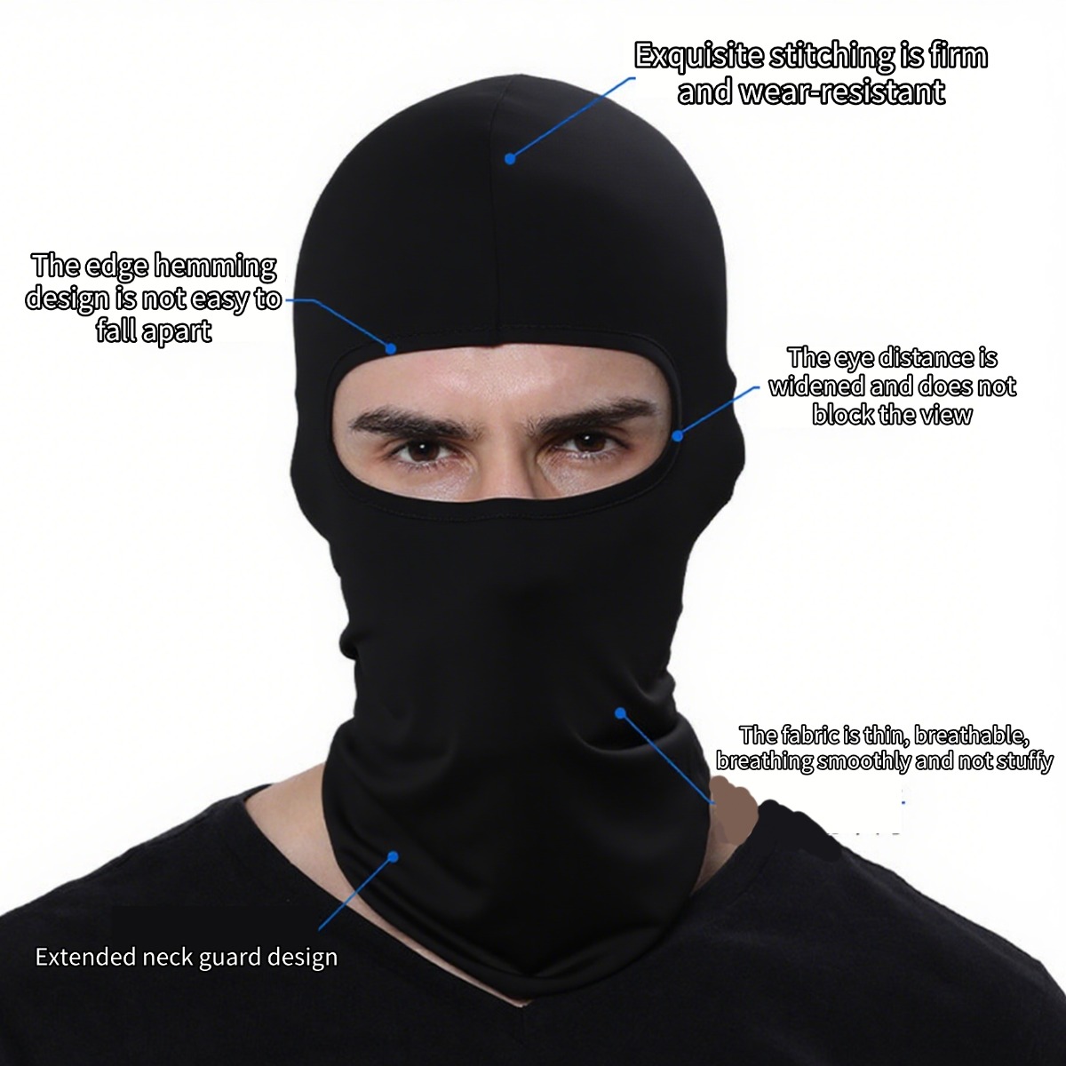 Unisex full face mask motorcycle bicycle riding protective facial headgear sports outdoor activities breathable, windproof, waterproof and UV-proof stretch mask