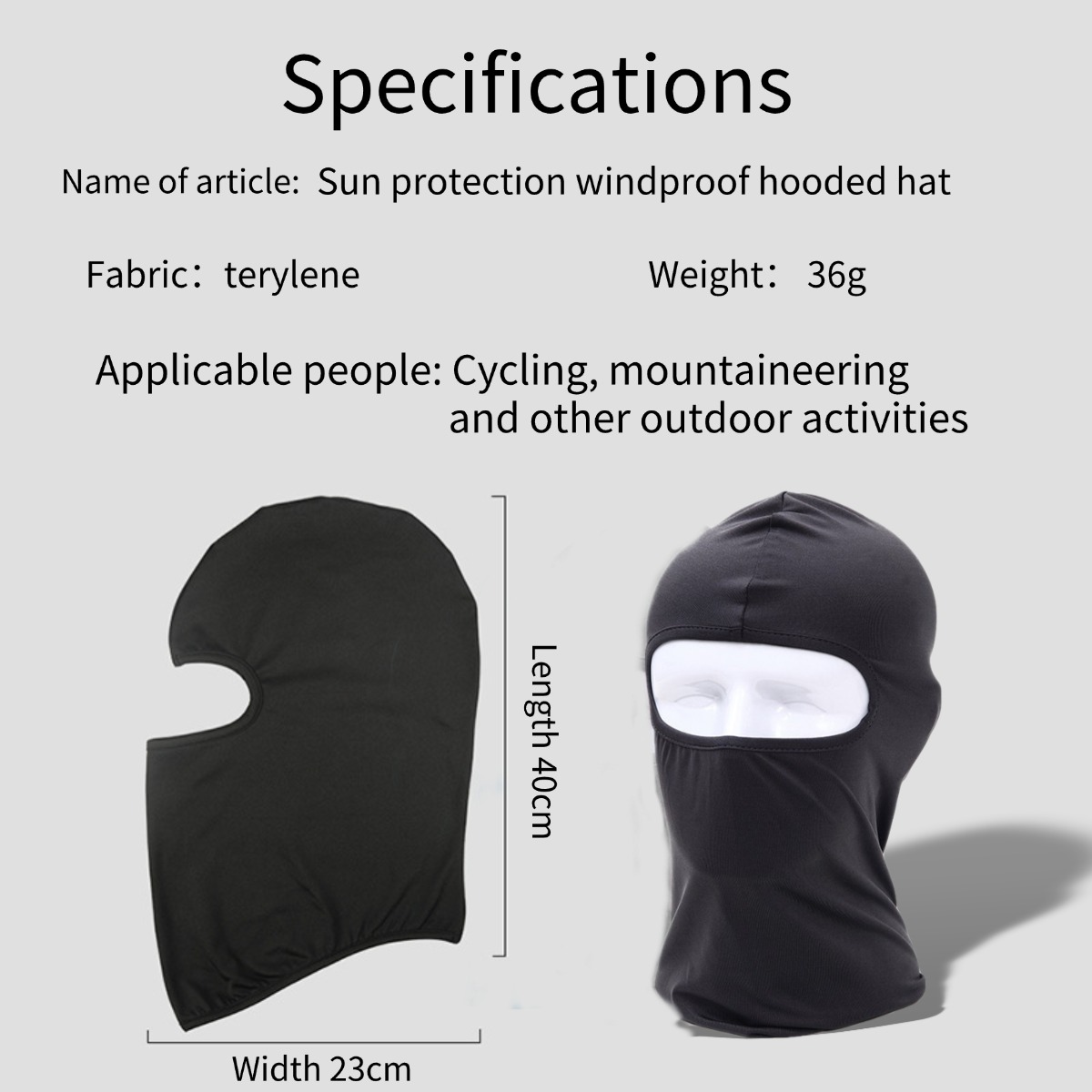 Unisex full face mask motorcycle bicycle riding protective facial headgear sports outdoor activities breathable, windproof, waterproof and UV-proof stretch mask