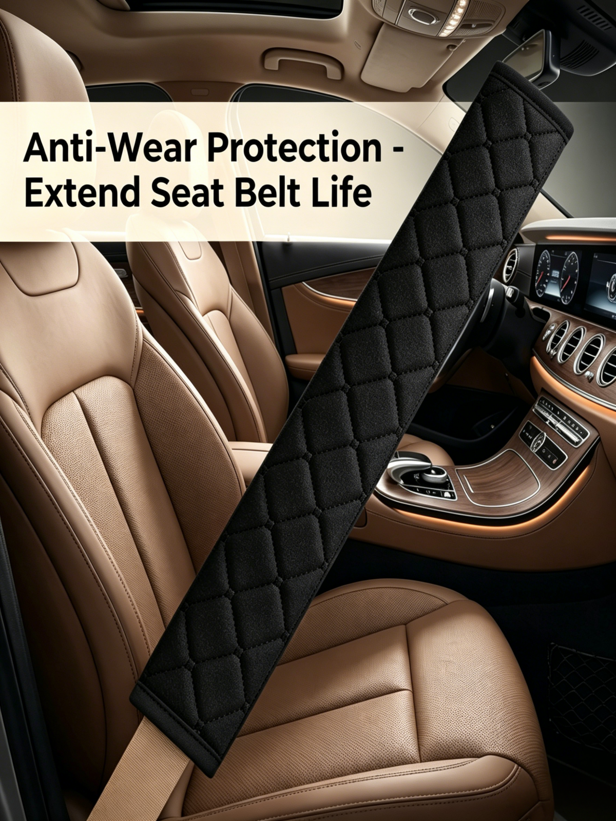 Auto Seat Belt Cover Seatbelt Shoulder Pad 2 PCS for a More Comfortable Driving Compatible with All Cars and Backpack Black