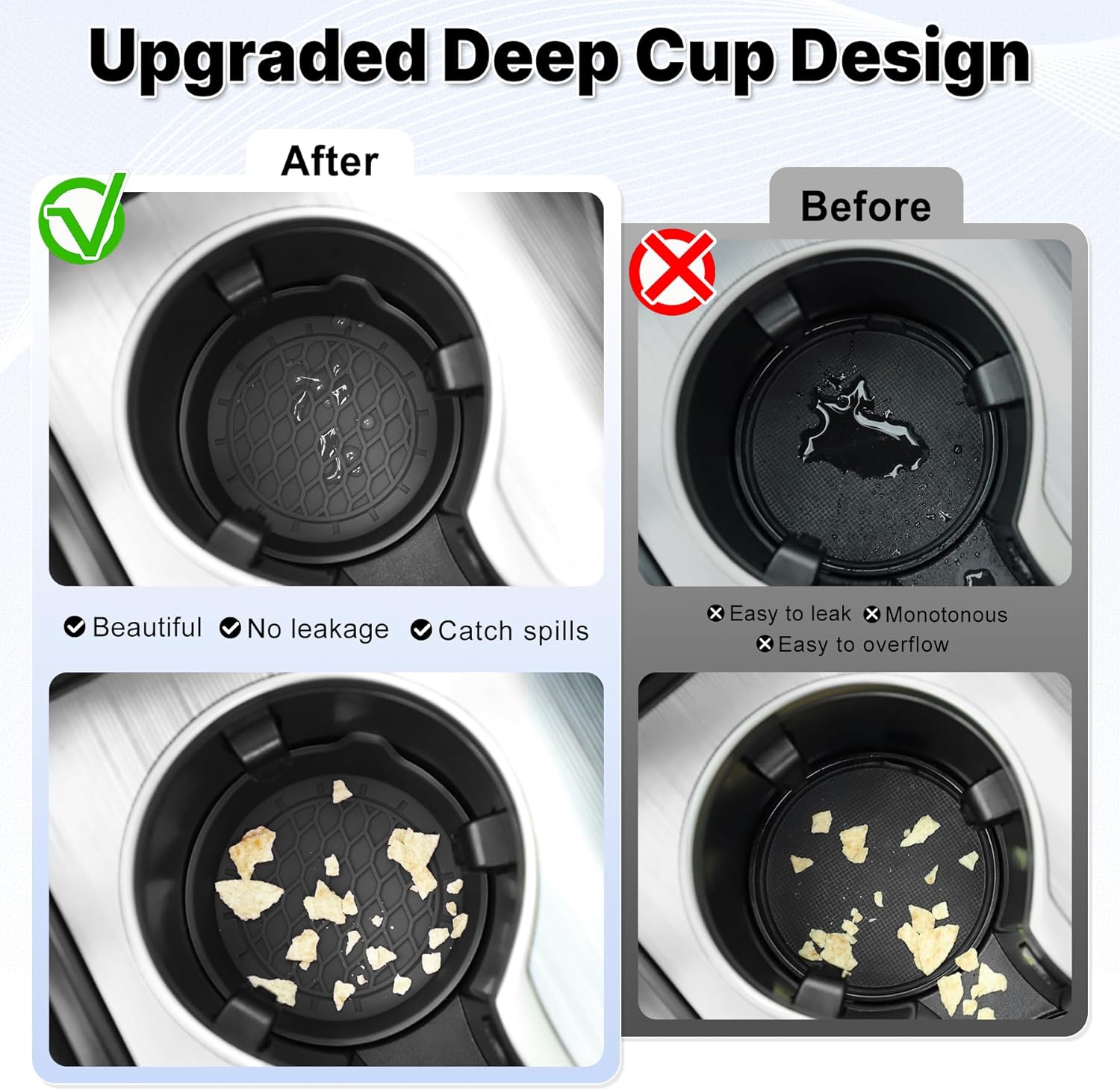 Car Cup Holder Coaster, Silicone Cup Holder Insert, Universal Non-Slip Cup Holders, Car Accessories Interior for Women and Man Interior Sets 4 Pack Black