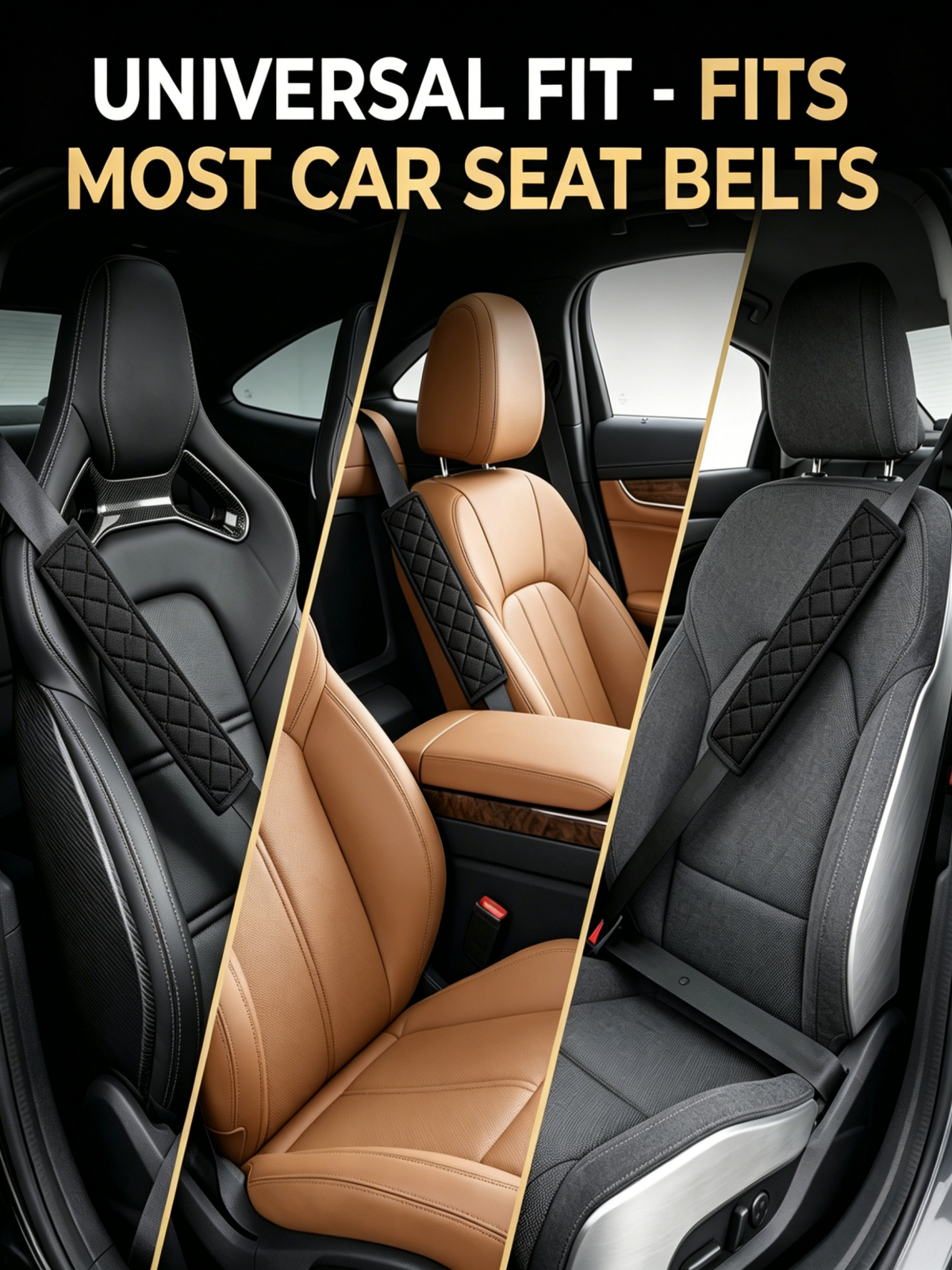 Auto Seat Belt Cover Seatbelt Shoulder Pad 2 PCS for a More Comfortable Driving Compatible with All Cars and Backpack Black
