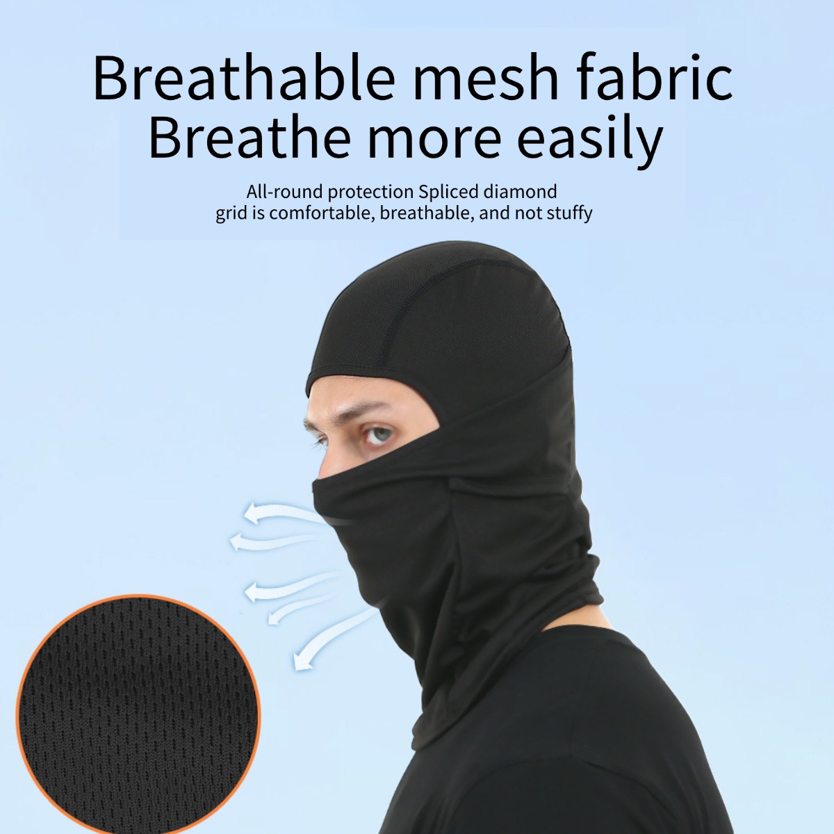 Unisex full face mask motorcycle bicycle riding protective facial headgear sports outdoor activities breathable, windproof, waterproof and UV-proof stretch mask