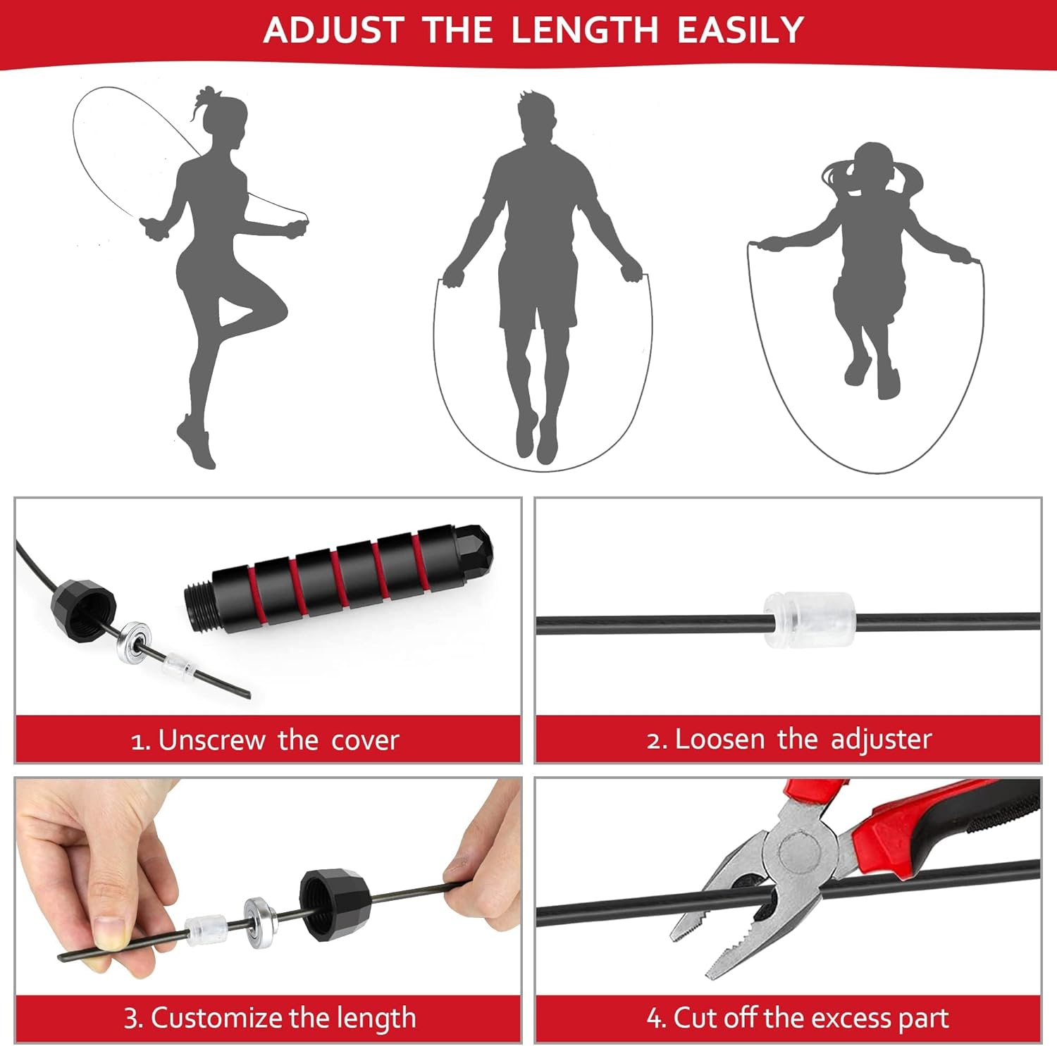 Skipping rope, adjustable skipping rope, skipping rope, skipping rope with ball bearings, suitable for women, men, children, exercise and slimming skipping rope, home school gymnasium