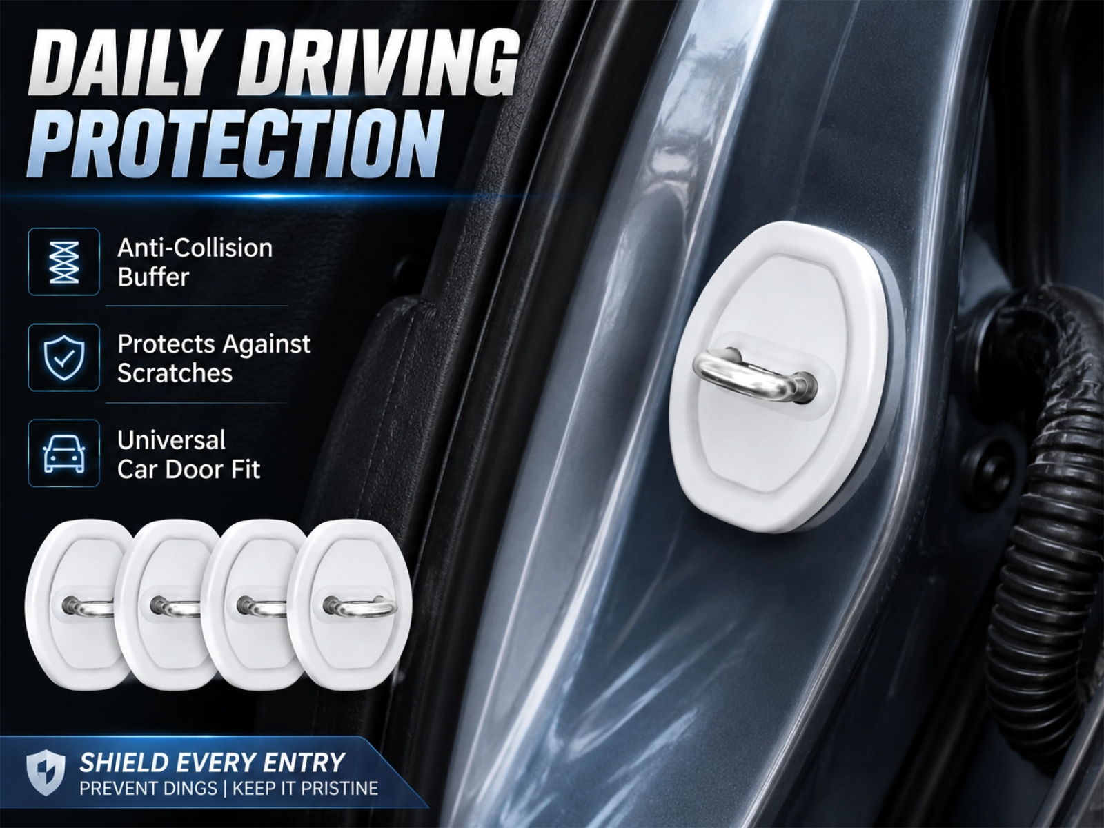4PCS Upgraded Car Door Latch Guard Cover,Silicone Car Door Lock Cover for Car Door Protector and Noise Reduction,Universal Automotive Exterior Accessories (4 PCS)