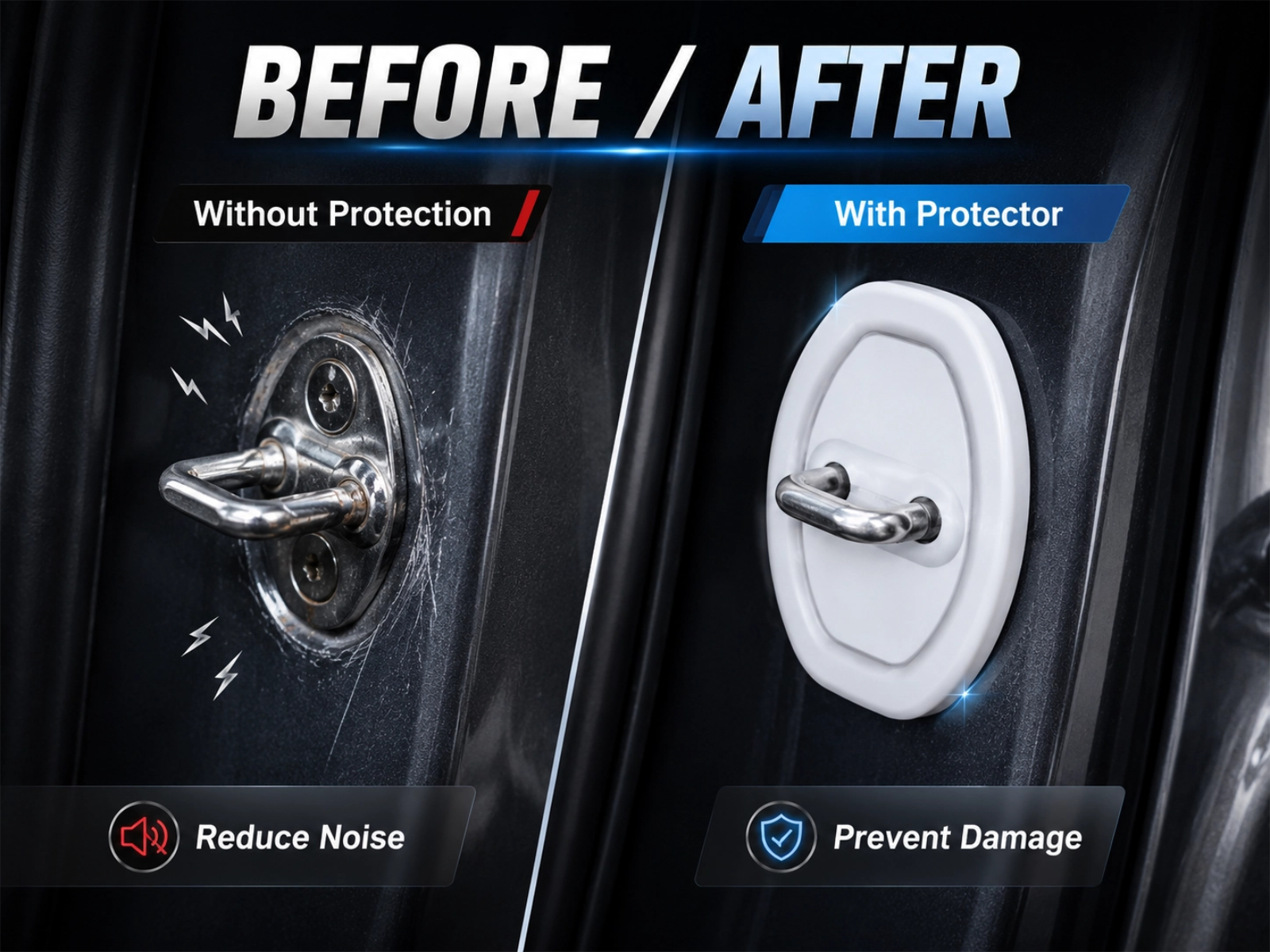 4PCS Upgraded Car Door Latch Guard Cover,Silicone Car Door Lock Cover for Car Door Protector and Noise Reduction,Universal Automotive Exterior Accessories (4 PCS)