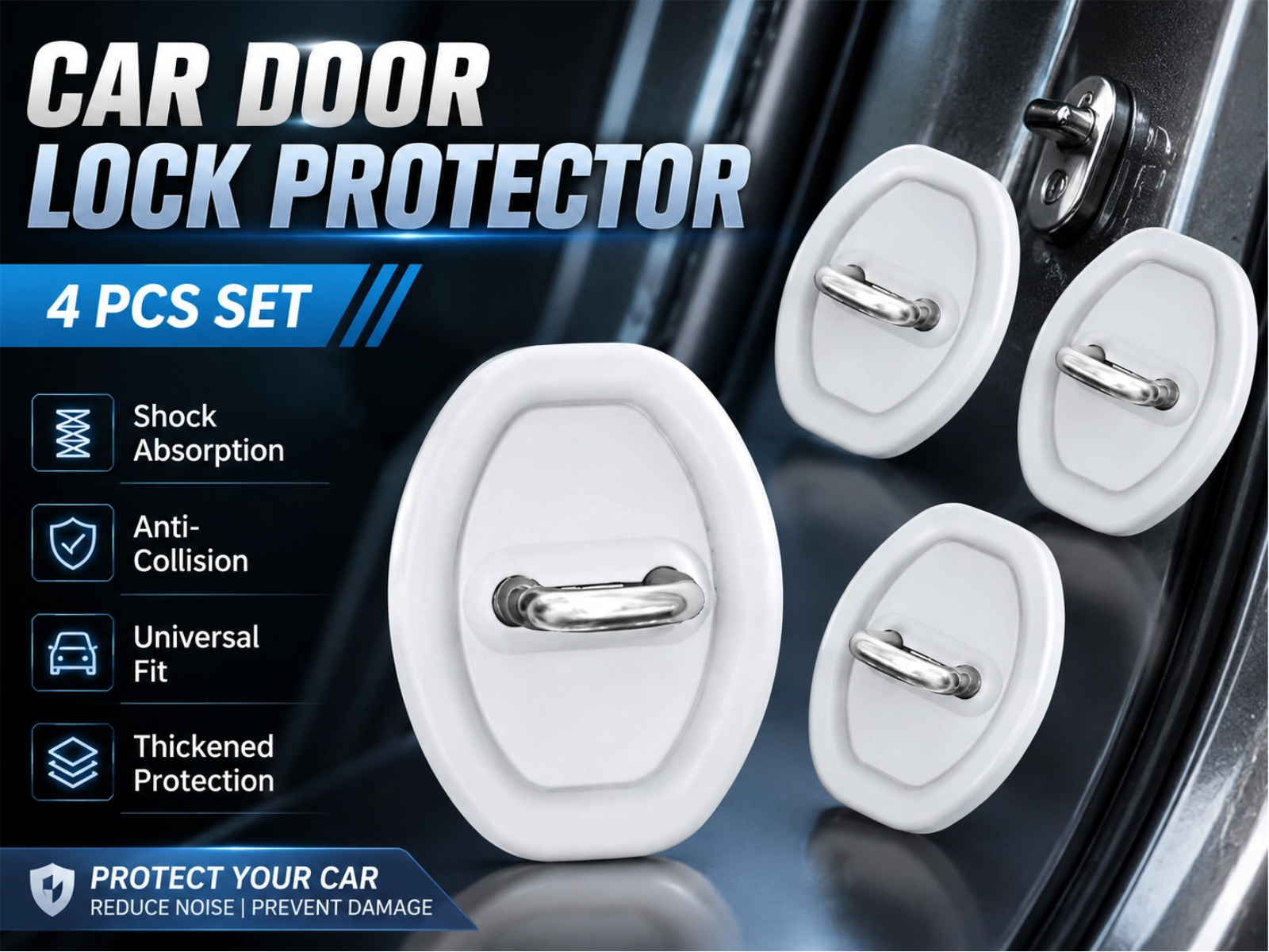 4PCS Upgraded Car Door Latch Guard Cover,Silicone Car Door Lock Cover for Car Door Protector and Noise Reduction,Universal Automotive Exterior Accessories (4 PCS)