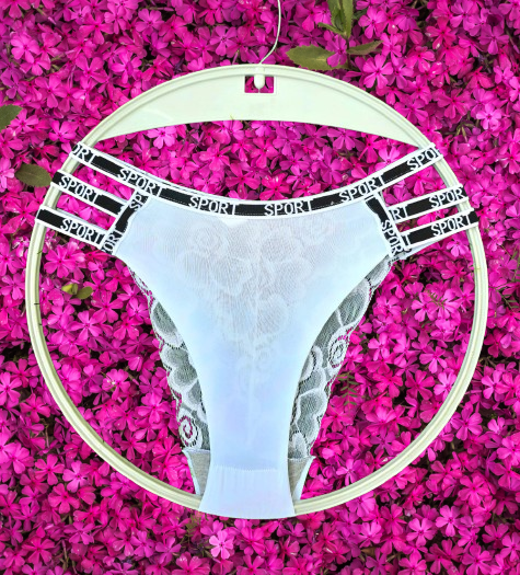⚡ 6PCS SPORT STYLE • 3-STRAP DESIGN ⚡ Women’s Sexy Laced Thong Panty – Waist Letter Print, Breathable Comfortable Fit Underwear