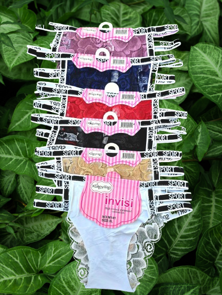 ⚡ 6PCS SPORT STYLE • 3-STRAP DESIGN ⚡ Women’s Sexy Laced Thong Panty – Waist Letter Print, Breathable Comfortable Fit Underwear