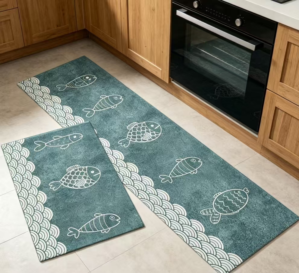 Kitchen Anti-Slip Rubber Backing Short Velvet Carpet – Soft, Skin-Friendly, Quick Dry & Easy Clean, Non-Shedding Mat