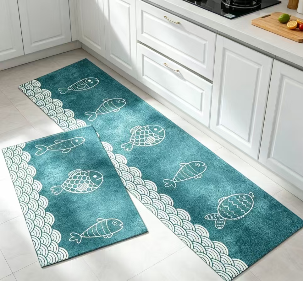 Kitchen Anti-Slip Rubber Backing Short Velvet Carpet – Soft, Skin-Friendly, Quick Dry & Easy Clean, Non-Shedding Mat