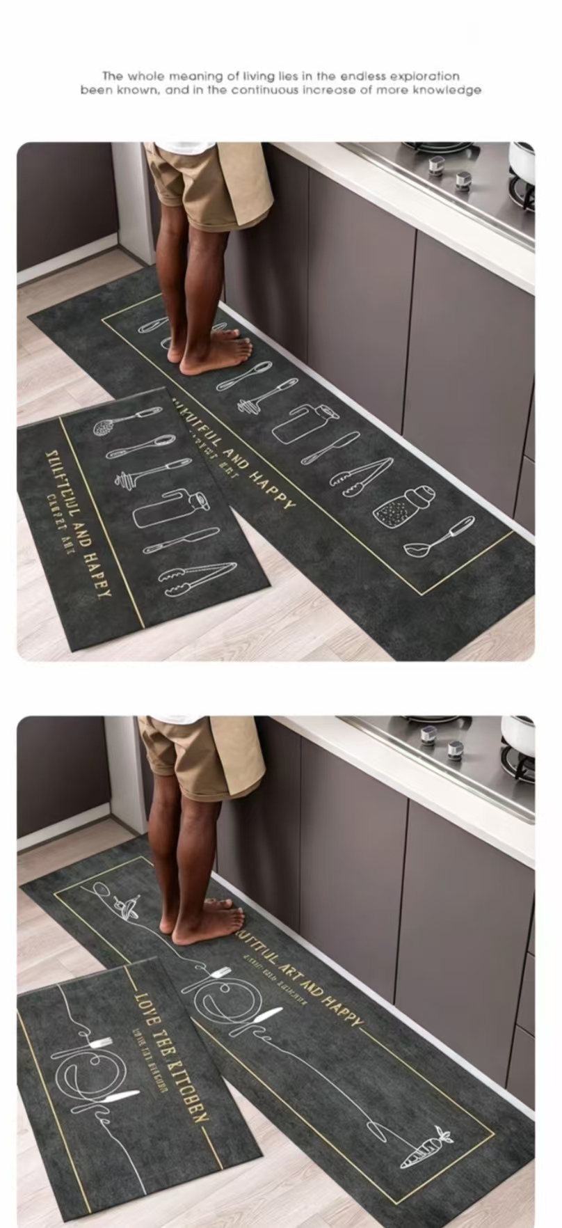 Kitchen Anti-Slip Rubber Backing Short Velvet Carpet – Soft, Skin-Friendly, Quick Dry & Easy Clean, Non-Shedding Mat