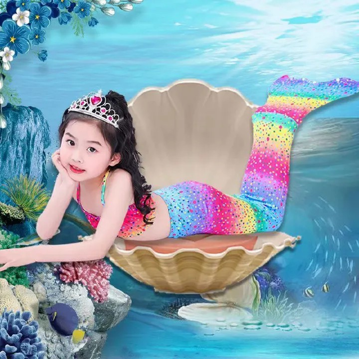 Girls Swimming Mermaid tail Mermaid Costume Cosplay Children Swimsuit Fantasy Beach Bikini