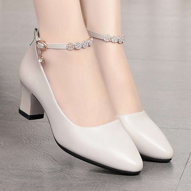 New Arrivals Women’s Mid Heel Shoes Soft PU Leather Ladies Shoes Size 38 - 41 Ladies Office African Fashion Female Girlfriend Gift Mom Wife Casual Girl’s High Heels Hot