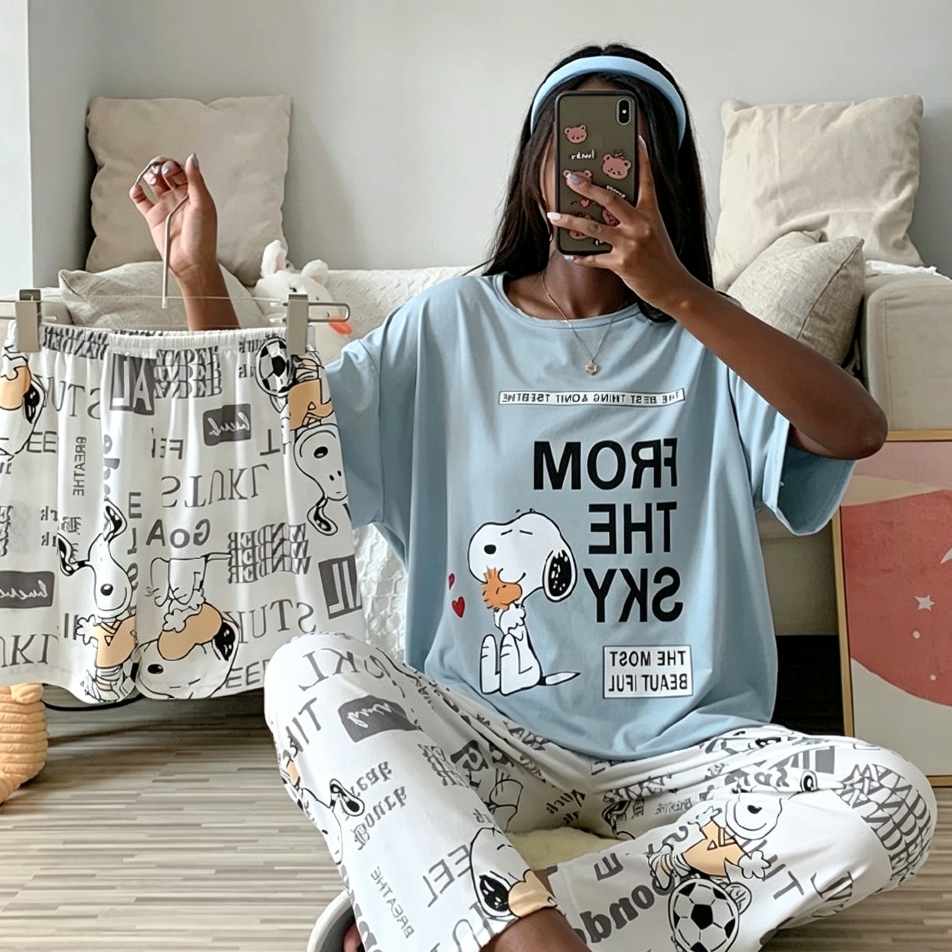 3 PCS Capri Pajamas for Women - Short Sleeve Sleep Shirt + Long Pants + Shorts Floral Pj Sets, Soft Cozy Loungewear, Breathable Sleepwear for All Seasons