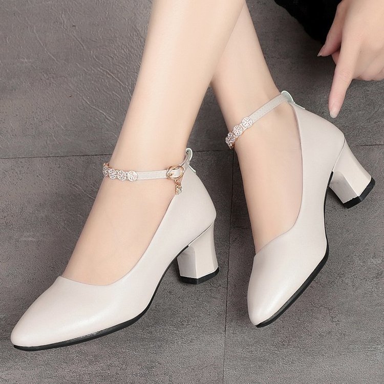 New Arrivals Women’s Mid Heel Shoes Soft PU Leather Ladies Shoes Size 38 - 41 Ladies Office African Fashion Female Girlfriend Gift Mom Wife Casual Girl’s High Heels Hot
