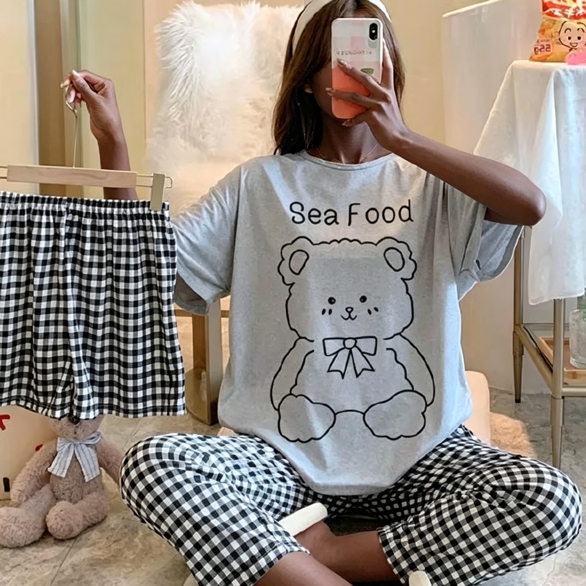 3 PCS Capri Pajamas for Women - Short Sleeve Sleep Shirt + Long Pants + Shorts Floral Pj Sets, Soft Cozy Loungewear, Breathable Sleepwear for All Seasons