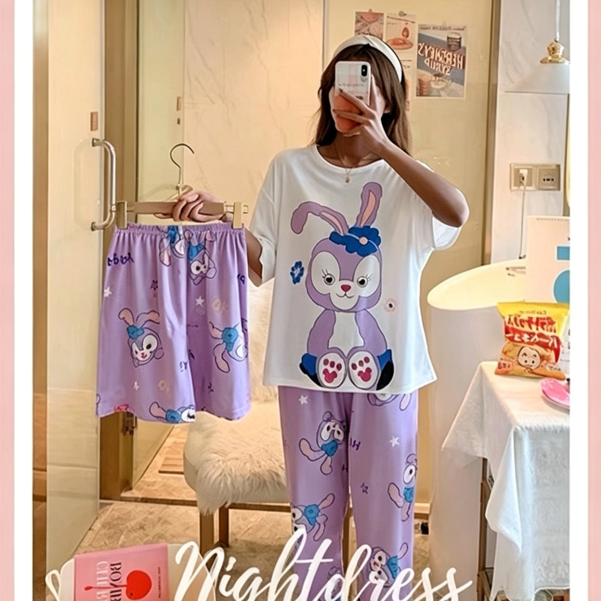 3 PCS Capri Pajamas for Women - Short Sleeve Sleep Shirt + Long Pants + Shorts Floral Pj Sets, Soft Cozy Loungewear, Breathable Sleepwear for All Seasons