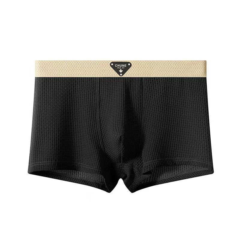 Men's Boxer Shorts Ice Silk Underwear Plus Size Underpants Breathable Slim Panties Air-conditioned Lingerie Men's Cool Ice Silk Boxers Shorts Summer Satin-like Solid Underpants