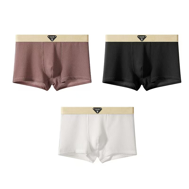 Men's Boxer Shorts Ice Silk Underwear Plus Size Underpants Breathable Slim Panties Air-conditioned Lingerie Men's Cool Ice Silk Boxers Shorts Summer Satin-like Solid Underpants