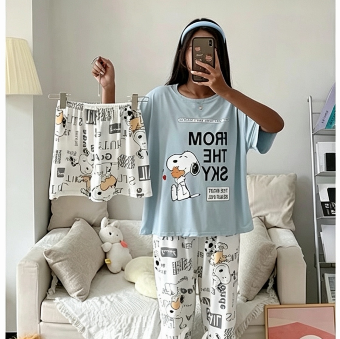 3 PCS Capri Pajamas for Women - Short Sleeve Sleep Shirt + Long Pants + Shorts Floral Pj Sets, Soft Cozy Loungewear, Breathable Sleepwear for All Seasons
