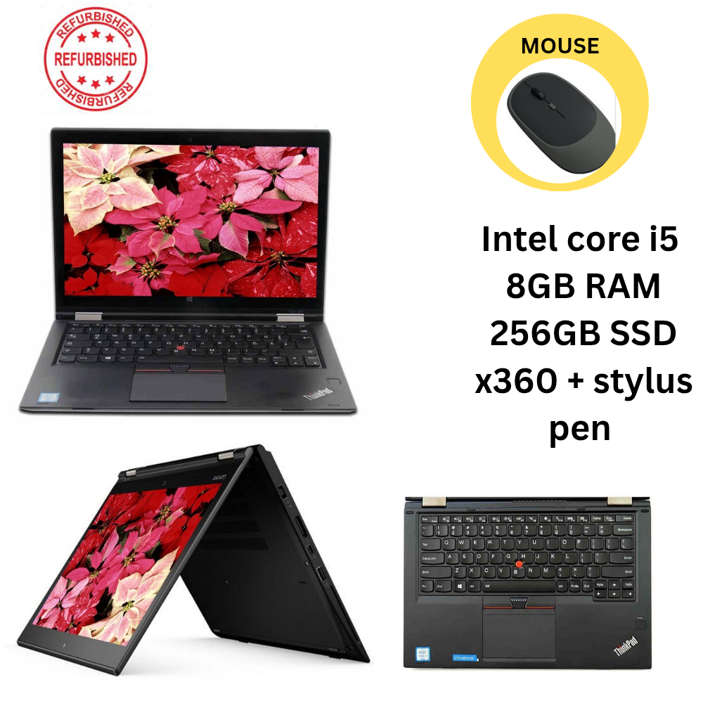 Lenovo Yoga 260 X360 Touchscreen laptop-Core I5-8GB RAM-256GB SSD 6th Gen-Reburbished 6 Months Warranty 13"-Black + Mouse