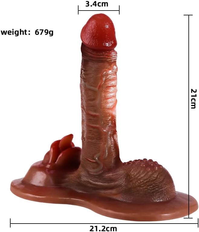 Realistic Silicone Dildo Sex Toy, Automatic Retractable Thrusting with High-Speed Pounding and Double-Tongue Licking, Soft Flesh-Like Texture, Adult Sex Toy Gift for Women and Couples view 6