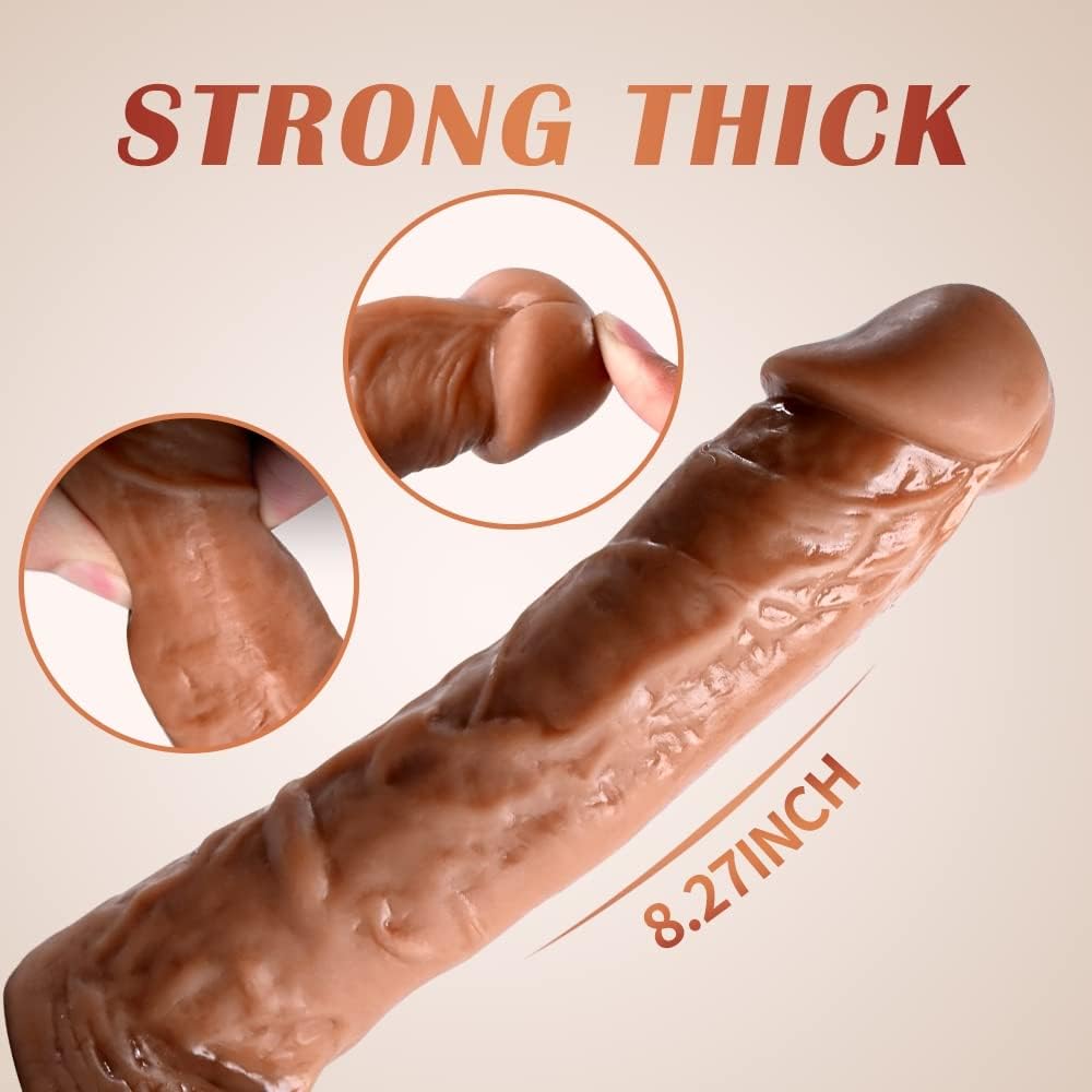 8.3 Inch Large Realistic Dildo with Strong Suction Cup | Flexible Penis Sex Toy for Women Couples Adult Game | G-spot Stimulator Thick Glans Silicone Dong - image 3