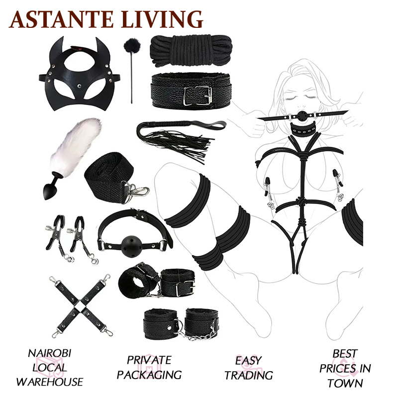BDSM Sex Toys Kit 12PCS Bondage Restraints Set for Couples Handcuffs Whip Adult Games Role Play Naughty Gift