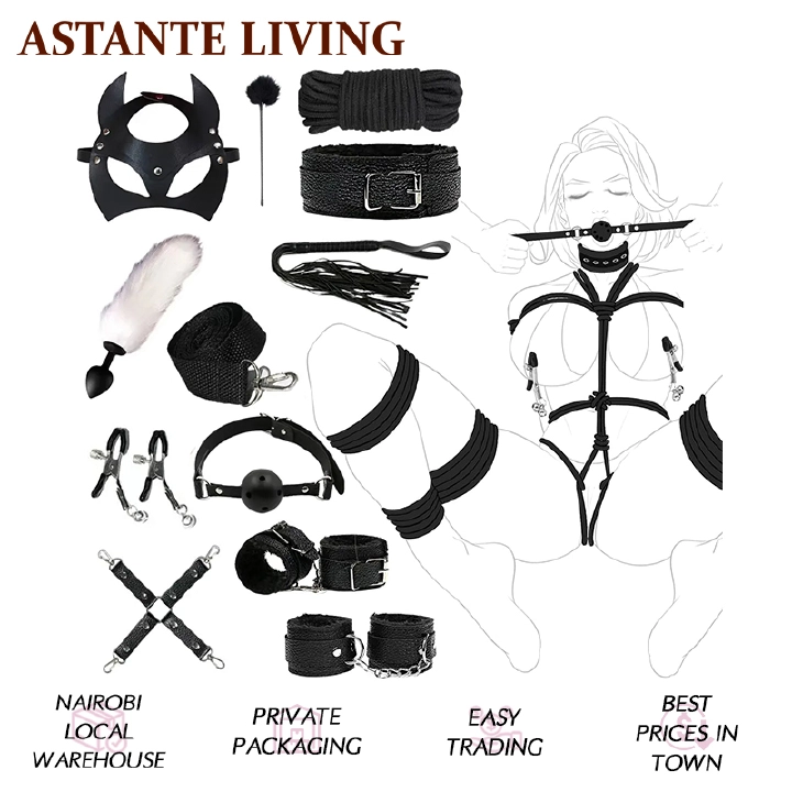 BDSM Sex Toys Kit 12PCS Bondage Restraints Set for Couples Handcuffs Whip Adult Games Role Play Naughty Gift