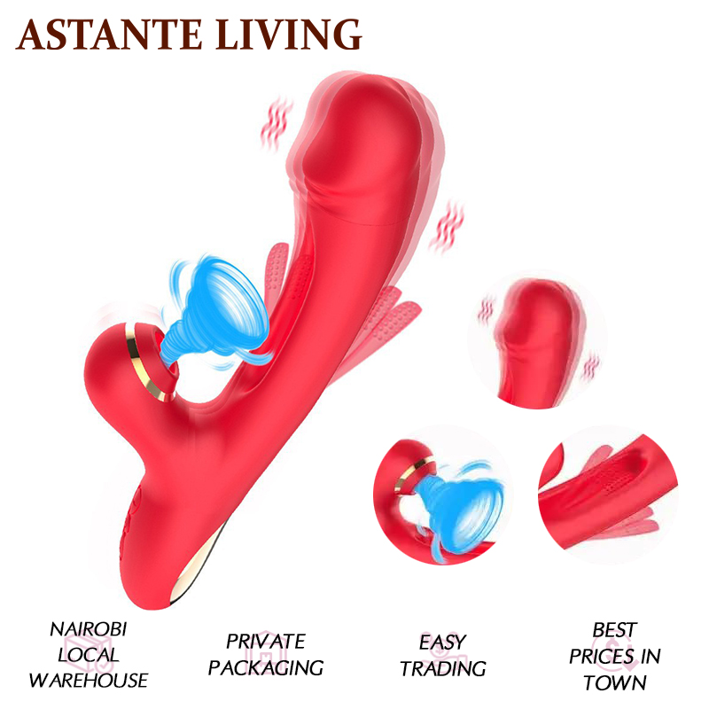 Multifunction Electric Vibrator Wand Adult Sex Toy for Women, 7 Vibration Frequencies with Suction and Tapping Functions, Soft Silicone and ABS, Water-Resistant, Under 60dB, Foreplay Use