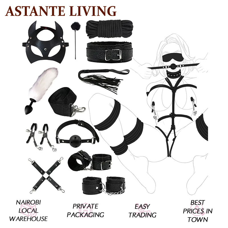 12pcs BDSM Bondage Restraints Set, PU Leather Sex Toys Kit with Handcuffs & Mouth Ball Gag, Role Play Bed Game for Foreplay, Fetish Gift for Couples Women Men
