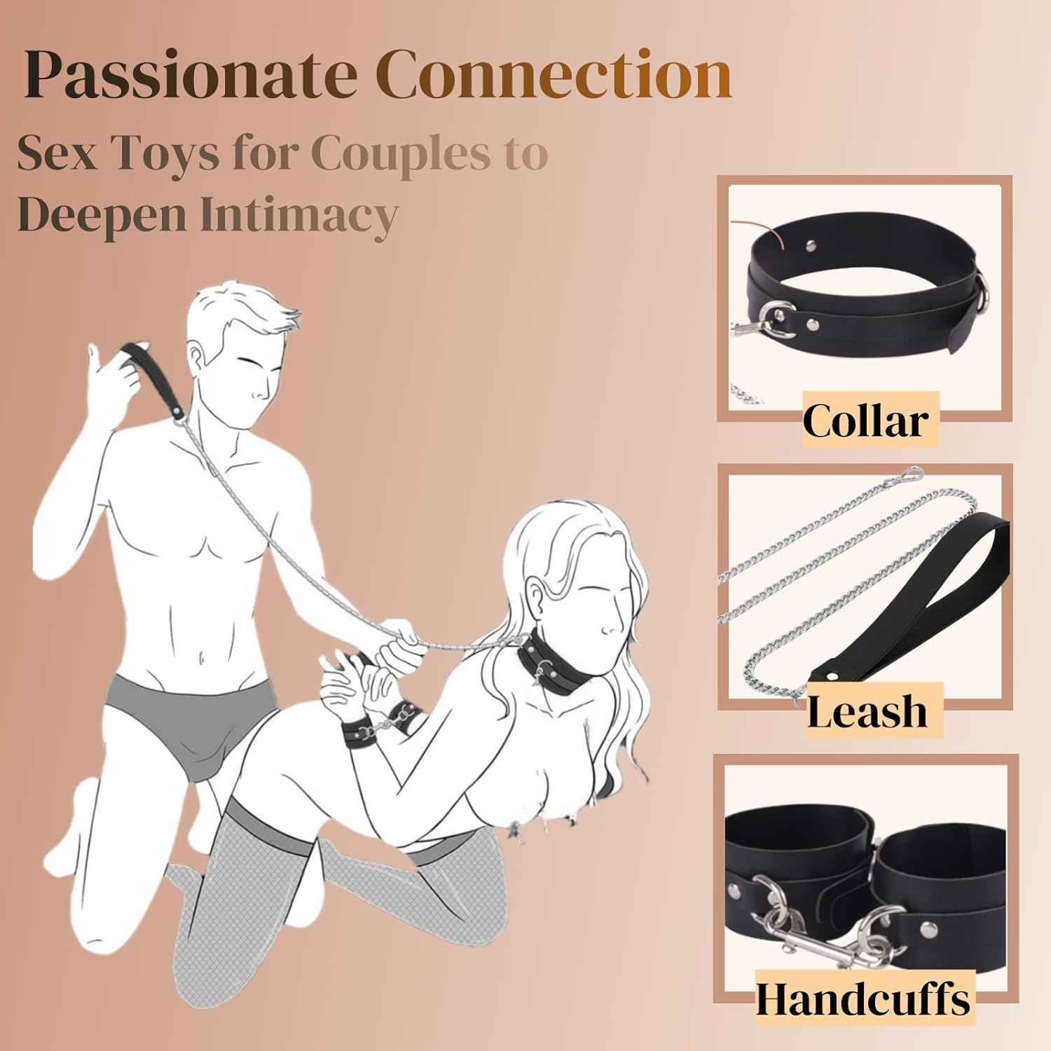 [Sale] 12-Piece BDSM Adult Bondage Restraints Set, Black and Red Plush and Leather Sex Toys for Role Play, Foreplay Teasing and Master-Slave Games, Bondage Gear & Accessories